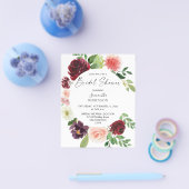 バジェットブルゴーニュ&ピンク4フローラブライダルシャワー チラシ (シングル)