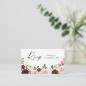 バジェットブルゴーニュ&ピンク4フローラ2SM食事RSVP エンクロージャーカード (スタンド正面)
