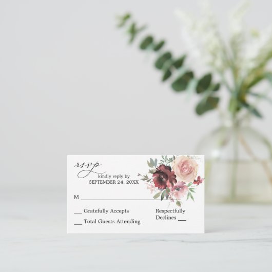 バジェットブルゴーニュ&ピンク5フローラ2SMお食事なしRSVP エンクロージャーカード (スタンド正面)