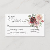 バジェットブルゴーニュ&ピンク5フローラ2SMお食事なしRSVP エンクロージャーカード (正面)