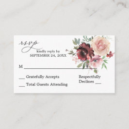 バジェットブルゴーニュ&ピンク5フローラ2SMお食事なしRSVP エンクロージャーカード