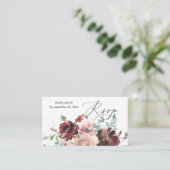 バジェットブルゴーニュ&ピンク5フローラ2SM食事RSVP エンクロージャーカード (スタンド正面)