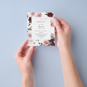 バジェットブルゴーニュ&ピンク6フローラブライダルシャワー チラシ (手)