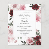 バジェットブルゴーニュ&ピンク6フローラブライダルシャワー チラシ (正面)