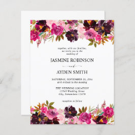 バジェットブルゴーニュ、ピンク&パープルフローラ結婚ズ