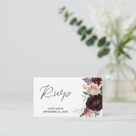 バジェットブルゴーニュ&ライトピンクフローラ2SMb食事RSVP エンクロージャーカード (スタンド正面)