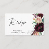 バジェットブルゴーニュ&ライトピンクフローラ2SMb食事RSVP エンクロージャーカード (正面)