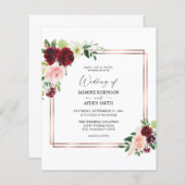 バジェットブルゴーニュ&赤面ピンク4フローラ金ゴールド 結婚ズ (正面/裏面)