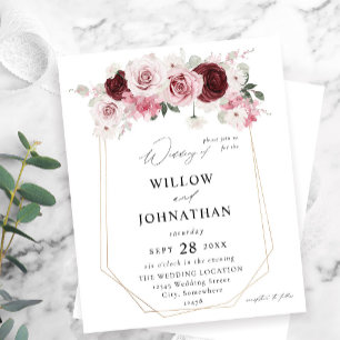 バジェットブルゴーニュ&赤面ピンク6エレ結婚フローラ