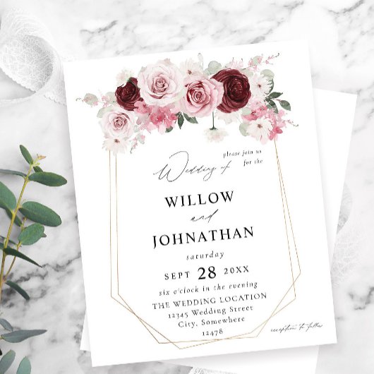 バジェットブルゴーニュ&赤面ピンク6エレ結婚フローラ