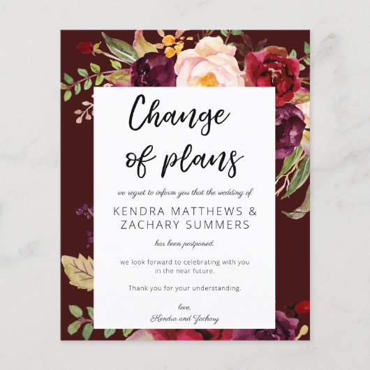 バジェットブルゴーニュMarasala DB2計画の変更フライヤー チラシ (正面)