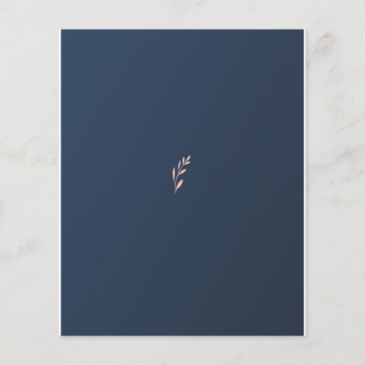 バジェットブルーとピンクの葉結婚式招待状 チラシ (裏面)