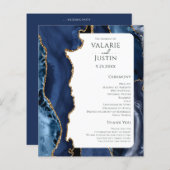 バジェットブルーアゲート金ゴールドグリッター結婚式 プログラム (正面/裏面)