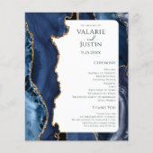 バジェットブルーアゲート金ゴールドグリッター結婚式 プログラム (正面)