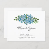 バジェットブルーアジサイ結婚ズサンキューカード (正面/裏面)