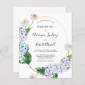 バジェットブルーアジサイ結婚式招待状 (正面/裏面)