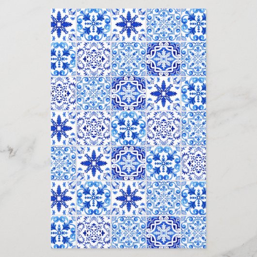 バジェットブルーアーチポルトガルのタイル結婚式の招待 (裏面)