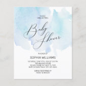 バジェットブルーウォーターカラーベビーシャワー招待状 (正面)