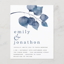 バジェットブルーウォーターカラーリーフ結婚式招待状