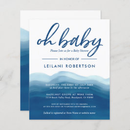 バジェットブルーウォーターカラー男の赤ちゃんシャワー招待状