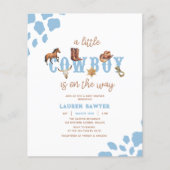 バジェットブルーカウボーイベビーシャワー招待状 チラシ (正面)