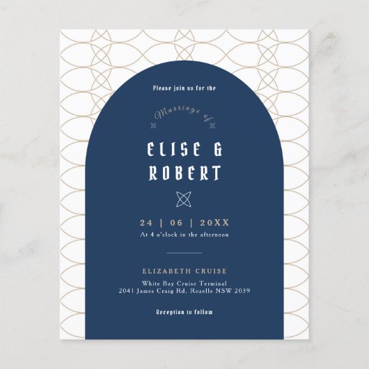 バジェットブルークラシックレトロ結婚式招待状 チラシ (正面)