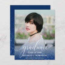 バジェットブルーグリッターグラデーションガーリー写真卒業