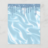 バジェットブルーグリッターサテンブライダルシャワー招待状 (裏面)