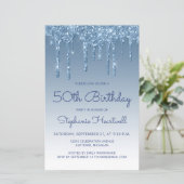 バジェットブルーグリッタードリップ50th誕生日招待状 (スタンド正面)
