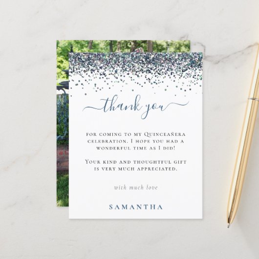 バジェットブルーグリッター写真キンセアニェラありがとう (正面/裏面インサイチュ)