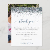 バジェットブルーグリッター写真Henパーティーありがとう (正面/裏面)