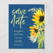 バジェットブルーサンフラワー日付の保存招待状 (正面)