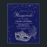 バジェットブルーシルバーグリッター仮装誕生日<br><div class="desc">デザイン機能きらめく金ゴールドグリッターマスカレードボールマスク金ゴールド紙吹雪。</div>