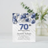 バジェットブルーシルバーバルーングリッター70誕生日 (スタンド正面)