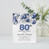 バジェットブルーシルバーバルーングリッター80誕生日 (スタンド正面)