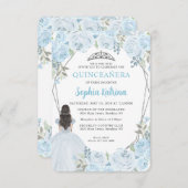 バジェットブルーシルバーフローラプリンセスキンセアニラ ノートカード (正面/裏面)