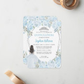 バジェットブルーシルバーフローラプリンセスキンセアニラ ノートカード (正面/裏面インサイチュ)