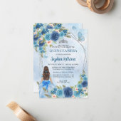 バジェットブルーシルバーフローラプリンセスキンセアニラ ノートカード (正面/裏面インサイチュ)