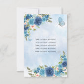 バジェットブルーシルバーフローラプリンセスキンセアニラ ノートカード (裏面)