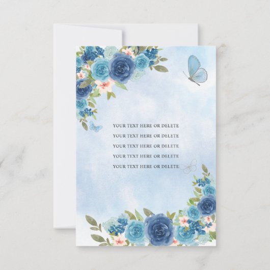 バジェットブルーシルバーフローラプリンセスキンセアニラ ノートカード (裏面)