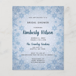 バジェットブルースノーフレークスブライダルシャワー招待