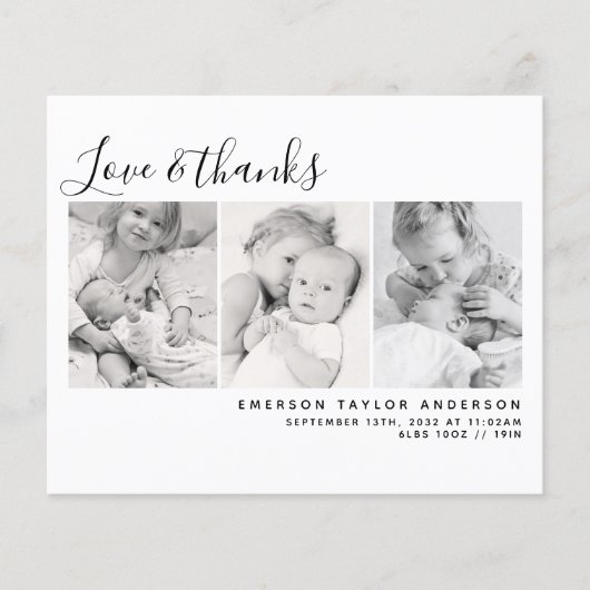 バジェットブルースリーフォト新生児サンキューカード (正面)