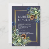 バジェットブルーティスルユーカリ結婚ズワンダーランド 招待状 (正面)