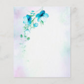 バジェットブルーティール（緑がかった色）グリーン花結婚式招待状 (裏面)