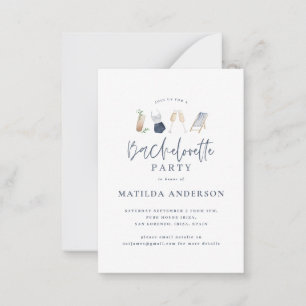 バジェットブルードリンクバチェロレッテ週末招待状 ノートカード