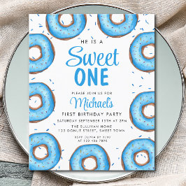 バジェットブルードーナットボーイズファースト誕生日招待状