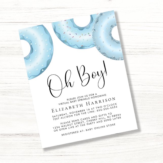 バジェットブルードーナツOhボーイバーチャル散水招待状 (クリエイターアップロード済み)