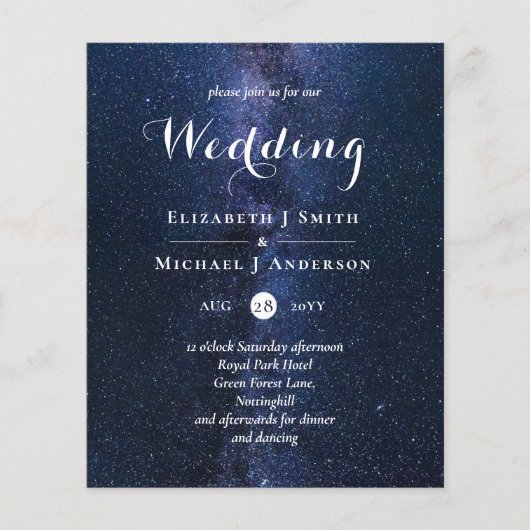 バジェットブルーナイトスカイ結婚式の招モダン待 (正面)