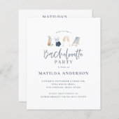 バジェットブルーバチェロレッテ週末の旅程招待状 (正面/裏面)