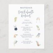 バジェットブルーバチェロレッテ週末の旅程招待状 (裏面)